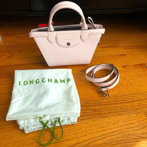 Longchamp Handbags - Longchamp RARE Le Pliage Heritage Top Handle Small Leather Pink Handbag NWOT